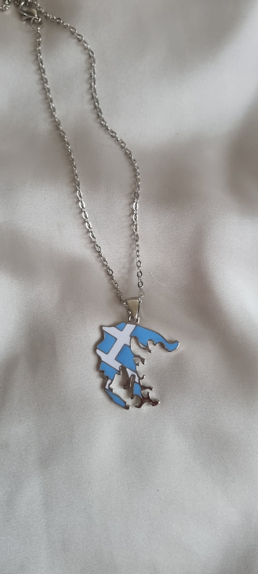 Greece Flag Necklace